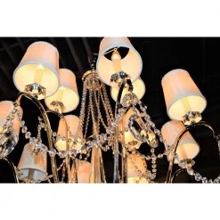 Innsbruck 12-Light Polished Chrome and Clear Crystal Chandelier with Fabric Shade by Worldwide Lighting 12 Innsbruck 12-Light Polished Chrome and Clear Crystal Chandelier with Fabric Shade by Worldwide Lighting -Thomas Lighting Sales polished chrome finish ivory shade worldwide lighting chandeliers w83156c35 44 1000