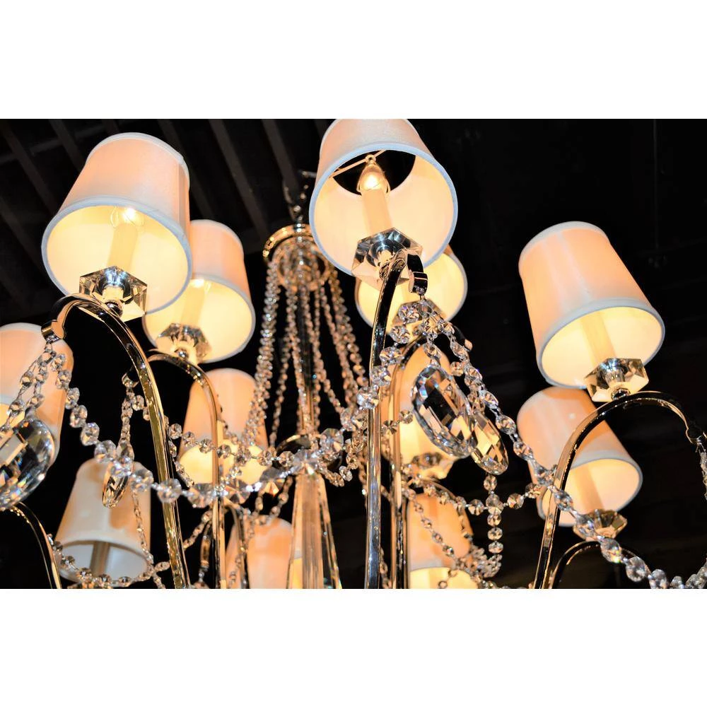 Innsbruck 12-Light Polished Chrome and Clear Crystal Chandelier with Fabric Shade by Worldwide Lighting 7 Innsbruck 12-Light Polished Chrome and Clear Crystal Chandelier with Fabric Shade by Worldwide Lighting - Image 5