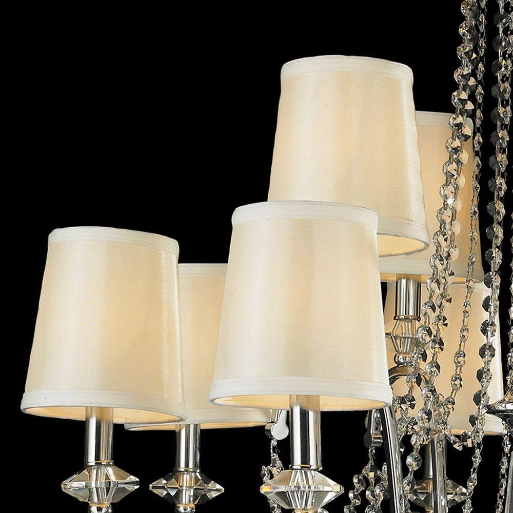 Innsbruck 12-Light Polished Chrome and Clear Crystal Chandelier with Fabric Shade by Worldwide Lighting 5 Innsbruck 12-Light Polished Chrome and Clear Crystal Chandelier with Fabric Shade by Worldwide Lighting - Image 3