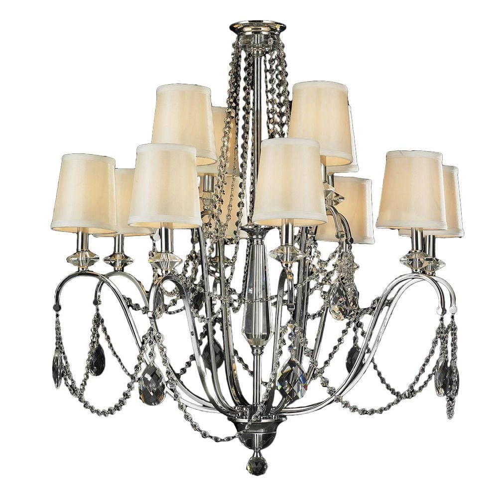 Innsbruck 12-Light Polished Chrome and Clear Crystal Chandelier with Fabric Shade by Worldwide Lighting 3 Innsbruck 12-Light Polished Chrome and Clear Crystal Chandelier with Fabric Shade by Worldwide Lighting