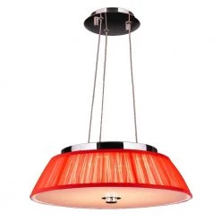 Alice 6-Light Polished Chrome with Red String Shade LED Pendant by Worldwide Lighting