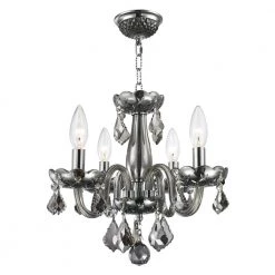Clarion Collection 4-Light Polished Chrome Smoke Crystal Chandelier by Worldwide Lighting