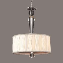 Gatsby 3-Light Polished Chrome and Clear Crystal Chandelier with Fabric Shade by Worldwide Lighting -Thomas Lighting Sales polished chrome finish white shade worldwide lighting chandeliers w83132c12 44 1000