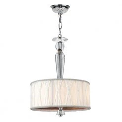 Gatsby 3-Light Polished Chrome and Clear Crystal Chandelier with Fabric Shade by Worldwide Lighting -Thomas Lighting Sales polished chrome finish white shade worldwide lighting chandeliers w83132c12 4f 1000