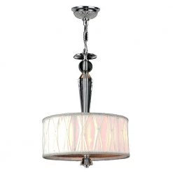 Gatsby 3-Light Polished Chrome and Clear Crystal Chandelier with Fabric Shade by Worldwide Lighting
