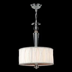 Gatsby 3-Light Polished Chrome and Clear Crystal Chandelier with Fabric Shade by Worldwide Lighting -Thomas Lighting Sales polished chrome finish white shade worldwide lighting chandeliers w83132c12 fa 1000