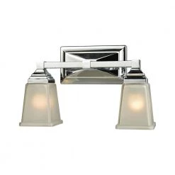 Sinclair 2-Light Polished Chrome With Frosted Glass Bath Light by Thomas Lighting