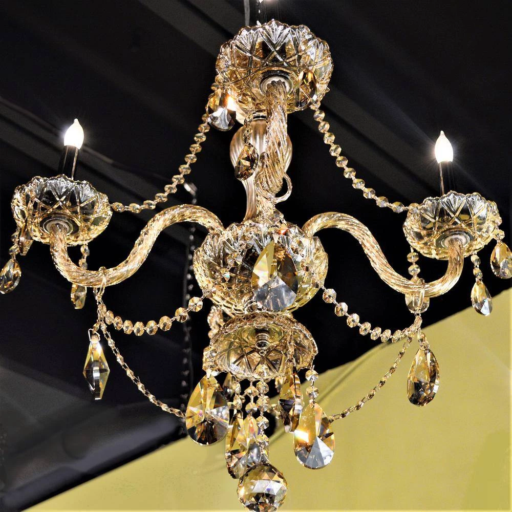 Provence Collection 4-Light Chrome and Golden Teak Crystal Chandelier by Worldwide Lighting 4 Provence Collection 4-Light Chrome and Golden Teak Crystal Chandelier by Worldwide Lighting - Image 2