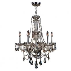 Provence Collection 6-Light Chrome Chandelier with Golden Teak Crystal by Worldwide Lighting