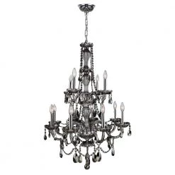 Provence Collection 12-Light Polished Chrome and Smoke Crystal Chandelier by Worldwide Lighting