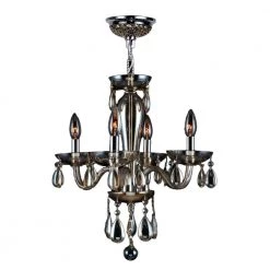 Gatsby Collection 4-Light Chrome with Golden Teak Crystal Chandelier by Worldwide Lighting