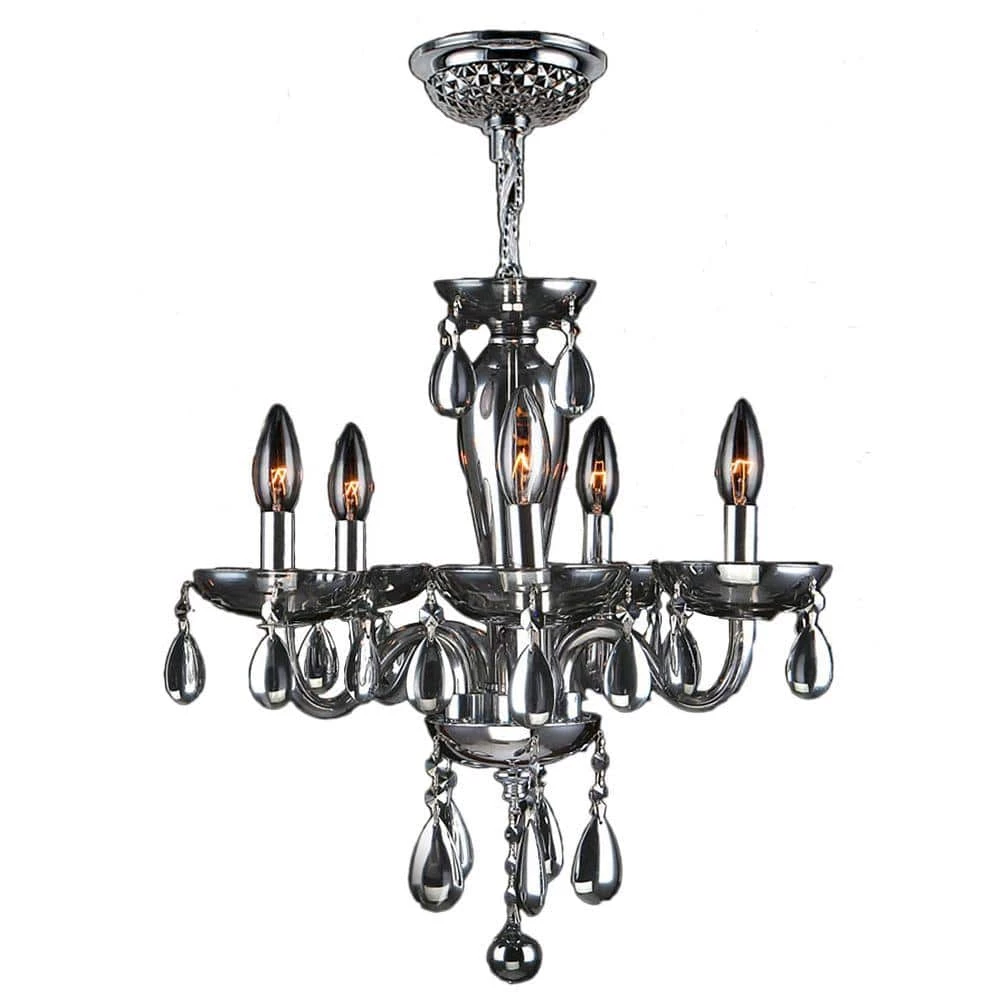 Gatsby Collection 5-Light Polished Chrome with Chrome Crystal Chandelier by Worldwide Lighting 3 Gatsby Collection 5-Light Polished Chrome with Chrome Crystal Chandelier by Worldwide Lighting