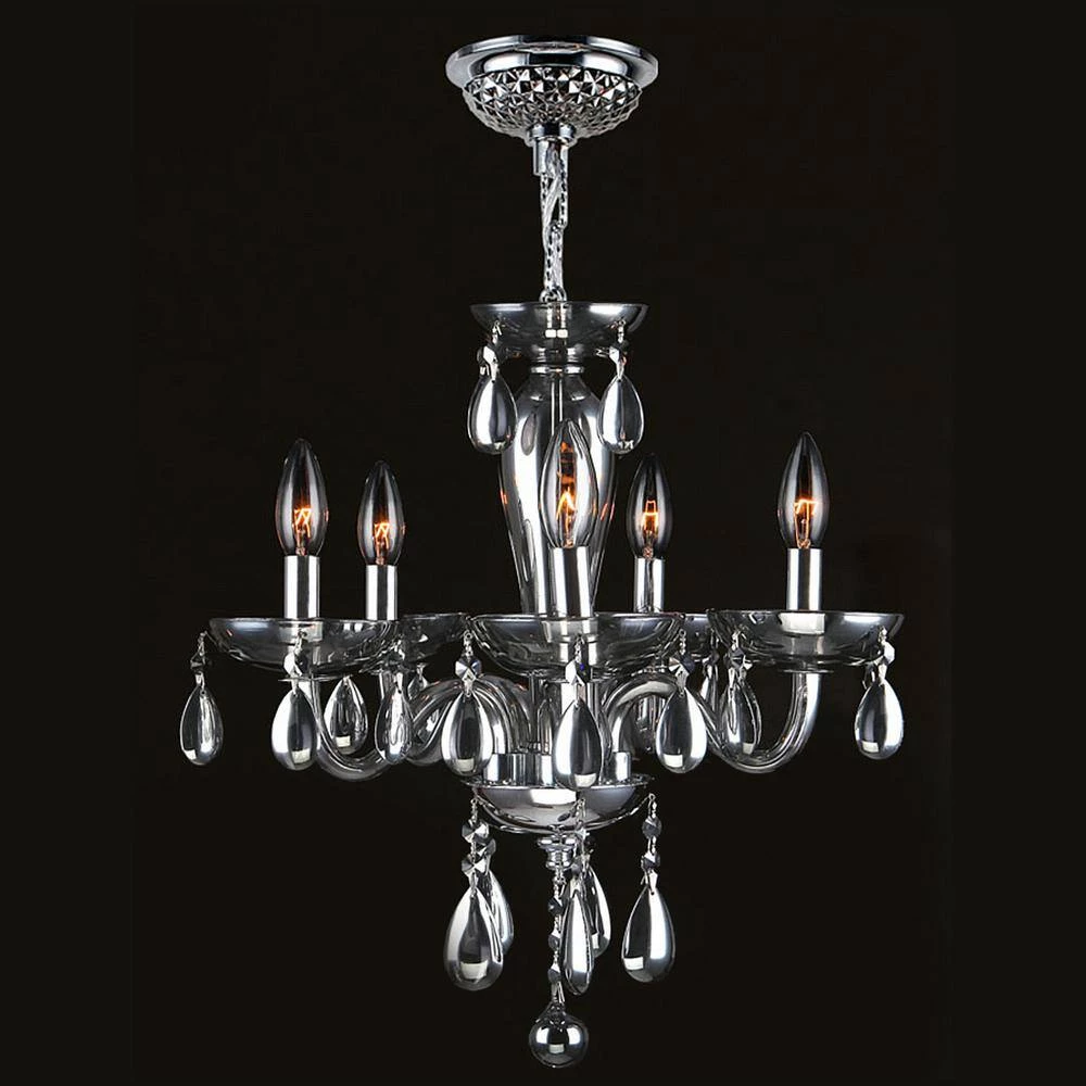 Gatsby Collection 5-Light Polished Chrome with Chrome Crystal Chandelier by Worldwide Lighting 4 Gatsby Collection 5-Light Polished Chrome with Chrome Crystal Chandelier by Worldwide Lighting - Image 2