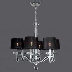 Gatsby Collection 6-Light Chrome and Crystal Chandelier with Fabric Shade by Worldwide Lighting -Thomas Lighting Sales polished chrome worldwide lighting chandeliers w83135c26 1f 1000