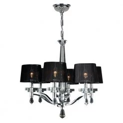 Gatsby Collection 6-Light Chrome and Crystal Chandelier with Fabric Shade by Worldwide Lighting