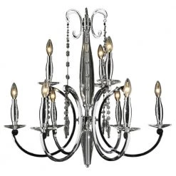 Innsbruck 9-Lights Polished Chrome and Clear Crystal Large 2-Tier Chandelier by Worldwide Lighting