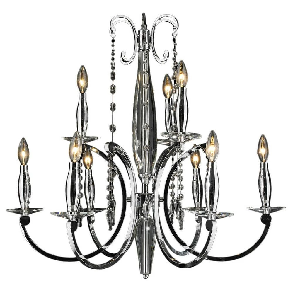 Innsbruck 9-Lights Polished Chrome and Clear Crystal Large 2-Tier Chandelier by Worldwide Lighting 3 Innsbruck 9-Lights Polished Chrome and Clear Crystal Large 2-Tier Chandelier by Worldwide Lighting