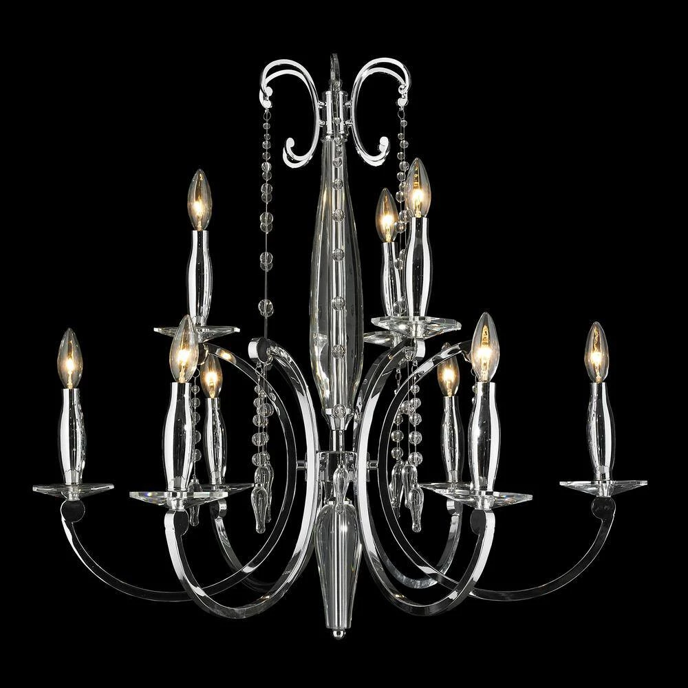 Innsbruck 9-Lights Polished Chrome and Clear Crystal Large 2-Tier Chandelier by Worldwide Lighting 4 Innsbruck 9-Lights Polished Chrome and Clear Crystal Large 2-Tier Chandelier by Worldwide Lighting - Image 2