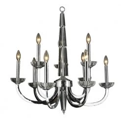 Innsbruck 9-Lights Polished Chrome and Clear Crystal Chandelier by Worldwide Lighting