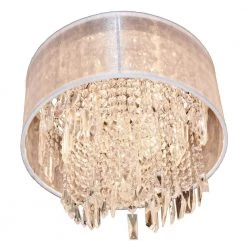 Tempest 4-Light Chrome Crystal Flush Mount with White Organza Shade by Worldwide Lighting