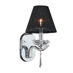 Thomas Lighting Sales 27 Gatsby Collection 1-Light Chrome Crystal Wall Sconce with Black String Shade by Worldwide Lighting