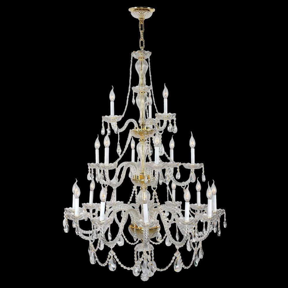 Provence Collection 21-Light Polished Gold Clear Crystal Chandelier by Worldwide Lighting 4 Provence Collection 21-Light Polished Gold Clear Crystal Chandelier by Worldwide Lighting - Image 2