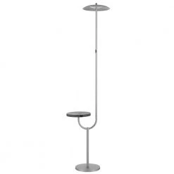 Parasol 70.67 in. Silver Finish LED Floor Lamp Wireless Charging and Table Top Shelf Tall Standing Torchiere Lamp by Worldwide Lighting