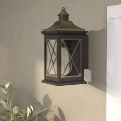 Stonington 1-Light 2-Tone Outdoor Wall Lantern Sconce by Worldwide Lighting -Thomas Lighting Sales two tone worldwide lighting outdoor sconces e10028 003 40 1000