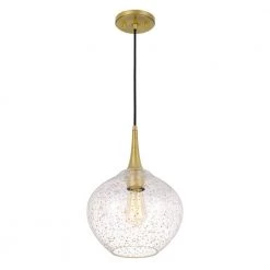 Hive 11 in. x 11 in. x 15 in. 1-Light Vintage brass Finish Gold Flakes Glass Pendant by Worldwide Lighting -Thomas Lighting Sales vintage brass worldwide lighting chandeliers e80005 010 c3 1000