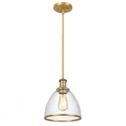 Cloe 9 in. x 9 in. x 10.5 in. 1-Light Vintage Brass Finish Harmer Glass Pendant by Worldwide Lighting -Thomas Lighting Sales vintage brass worldwide lighting pendant lights e80003 010 4f 1000