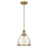 Cloe 9 in. x 9 in. x 10.5 in. 1-Light Vintage Brass Finish Harmer Glass Pendant by Worldwide Lighting
