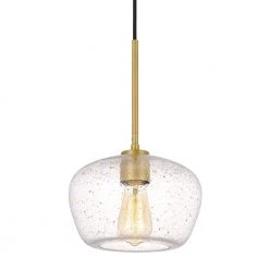 Hive 10 in. x 10 in. x 15.5 in. 1-Light Vintage brass Finish Gold Flakes Glass Pendant by Worldwide Lighting -Thomas Lighting Sales vintage brass worldwide lighting pendant lights e80004 010 1f 1000