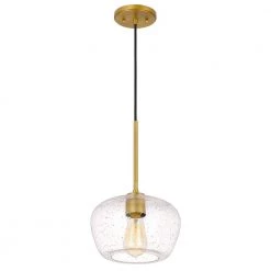 Hive 10 in. x 10 in. x 15.5 in. 1-Light Vintage brass Finish Gold Flakes Glass Pendant by Worldwide Lighting -Thomas Lighting Sales vintage brass worldwide lighting pendant lights e80004 010 4f 1000