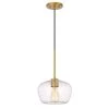 Hive 10 in. x 10 in. x 15.5 in. 1-Light Vintage brass Finish Gold Flakes Glass Pendant by Worldwide Lighting -Thomas Lighting Sales vintage brass worldwide lighting pendant lights e80004 010 64 1000