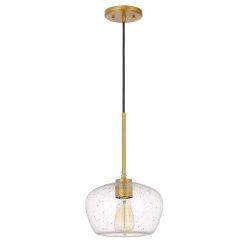 Hive 10 in. x 10 in. x 15.5 in. 1-Light Vintage brass Finish Gold Flakes Glass Pendant by Worldwide Lighting -Thomas Lighting Sales vintage brass worldwide lighting pendant lights e80004 010 c3 1000